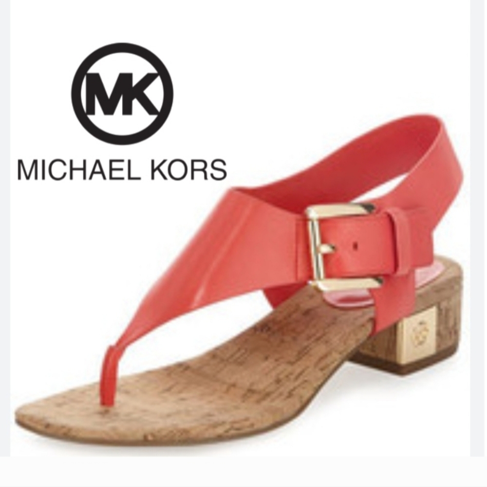 MICHAEL KORS London SaffianoTexture Thong Leather Sandals NWT